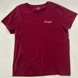 J. Crew Dark Red Scorpio collector Tee